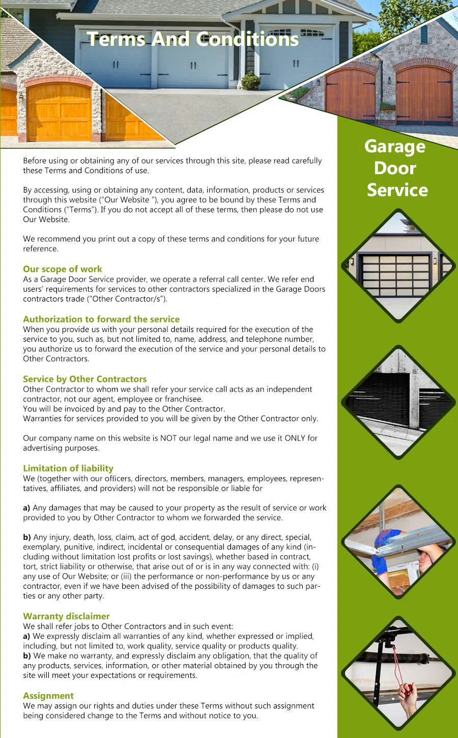 Galaxy Garage Door Service Phoenix, AZ 602-281-3261 - terms5